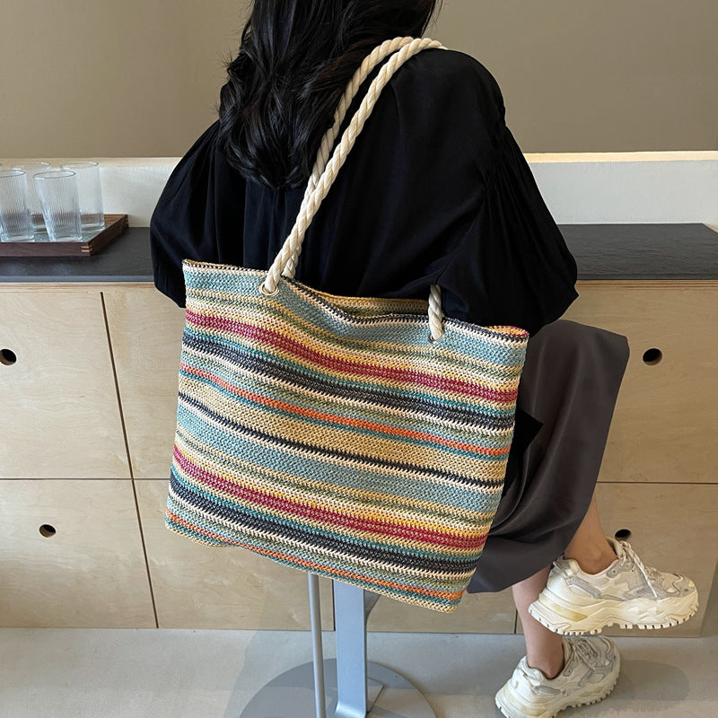 Spacious Striped Beach Tote Calm Wears