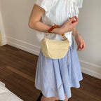 Stylish Woven Handbag with Beaded Handle