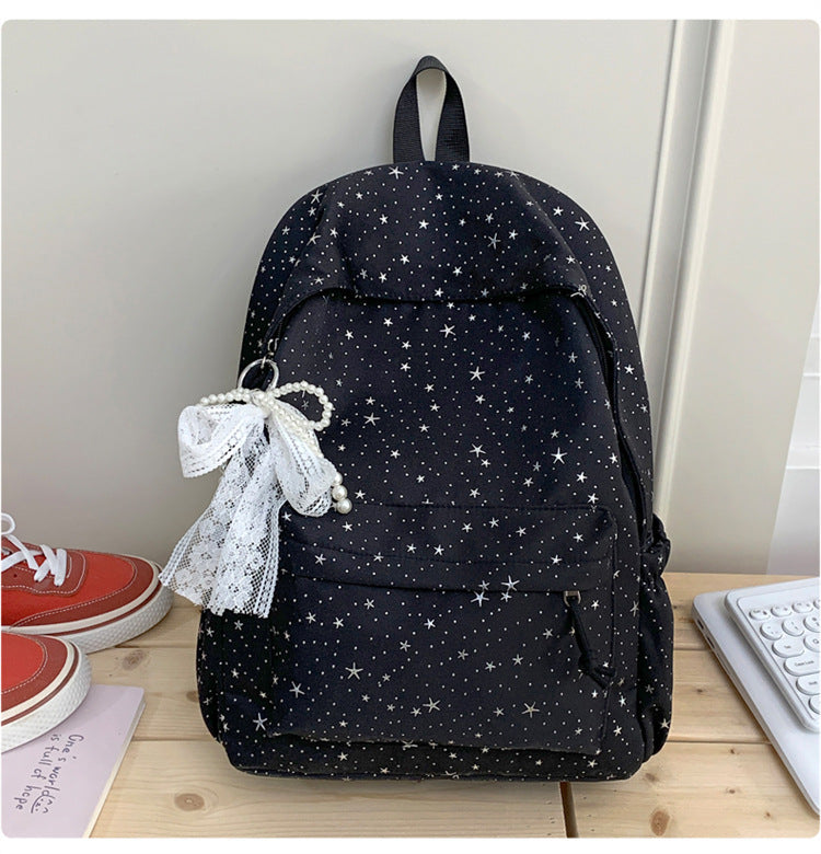 Stylish Star-Print Casual School Backpack-https://detail.1688.com/offer/1038216755540.html-Calm Wears-Black-Calm Wears