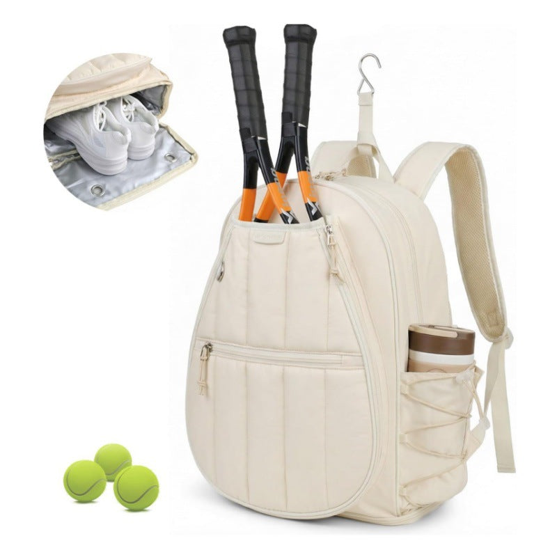 Sporty backpack with special compartments for tennis equipment-https://detail.1688.com/offer/1045620582639.html-Calm Wears-Beige-30-Calm Wears