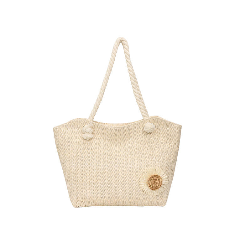 Decorative Floral Embellished Beach Tote Bag