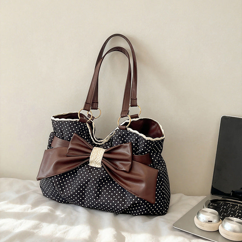 WoBow-Embellished Polka Dot Handbag