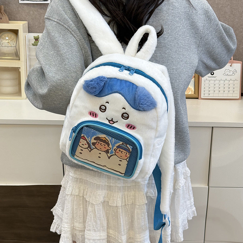 Plush backpack with bunny design