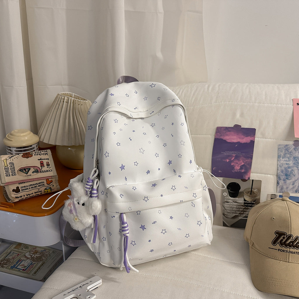 Fashionable backpack with colorful star pattern