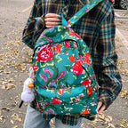 Leisure backpack with colorful floral pattern