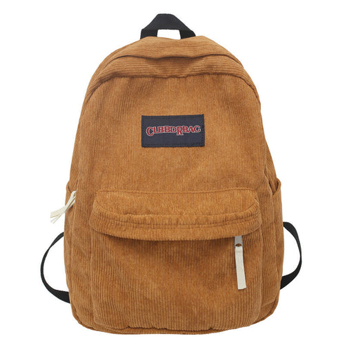 Corduroy Utility School Backpack-https://detail.1688.com/offer/827803900455.html-Calm Wears-Brown-Calm Wears