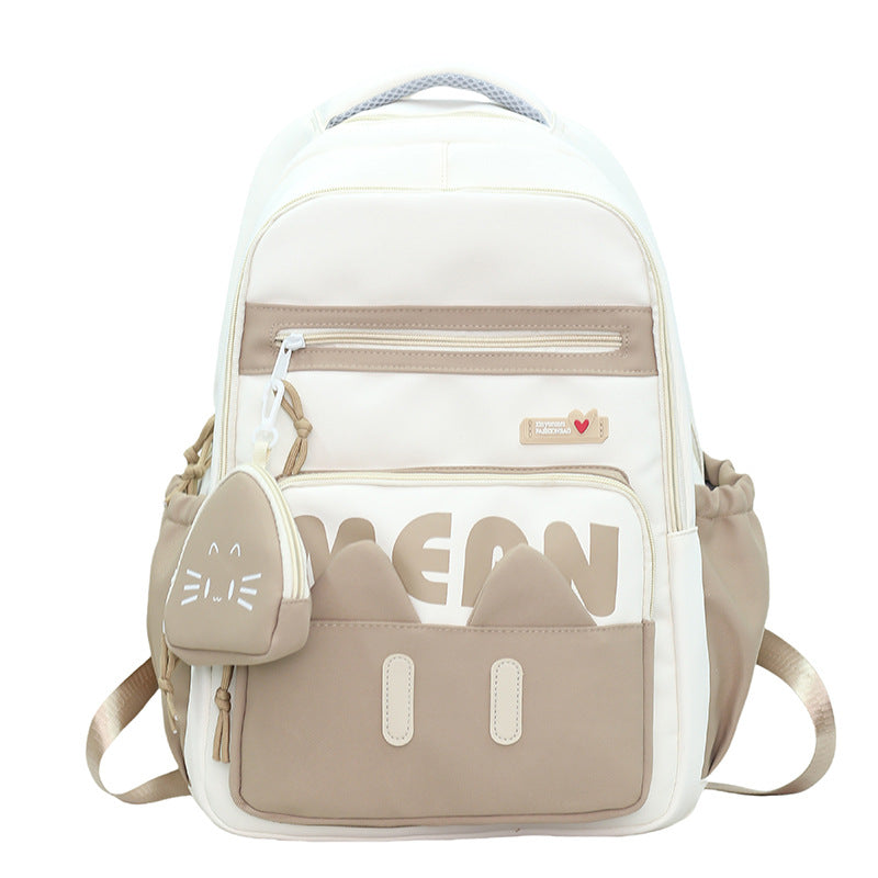 Cute Cat-Inspired School Backpack-https://detail.1688.com/offer/941238477041.html-Calm Wears-Khaki-Calm Wears