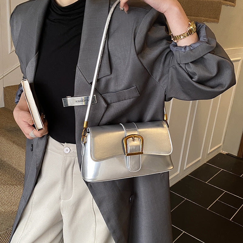 Women's shoulder bag with detachable strap and elegant closure-https://detail.1688.com/offer/1017412192799.html-Calm Wears-Silver-nothing-Calm Wears