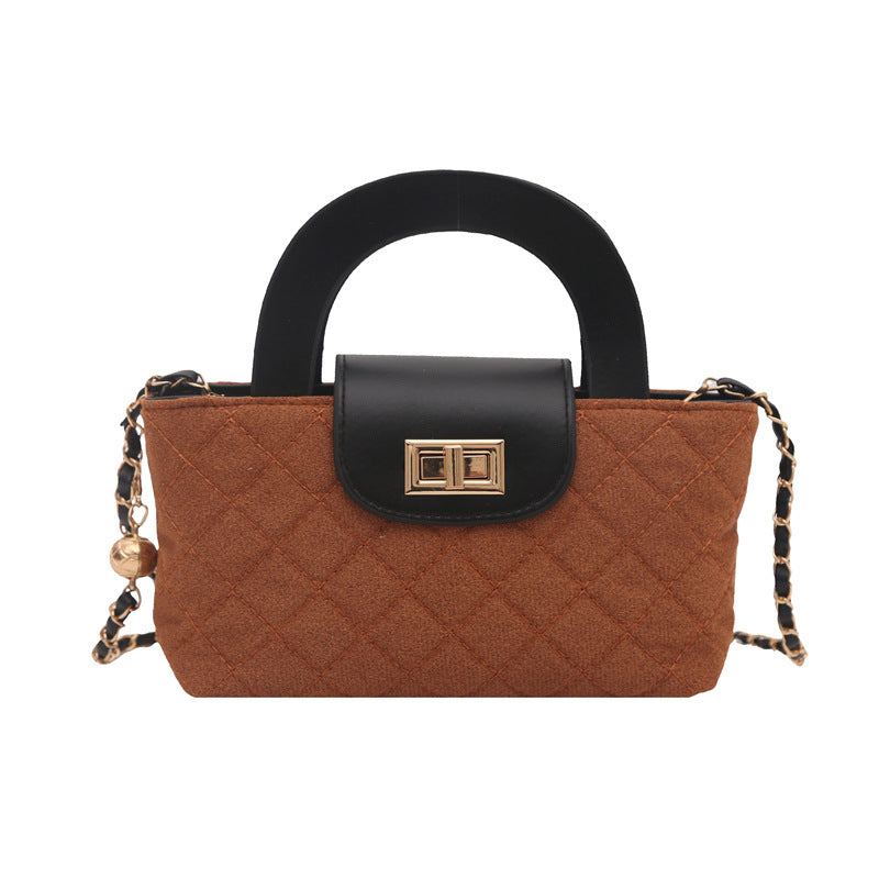 Women's Mini Handbag with Elegant Check Pattern