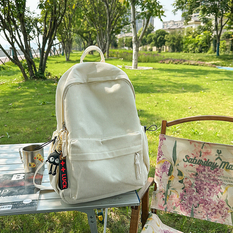 Corduroy Textured Casual Backpack