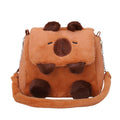 Plush shoulder bag with animal motif and shoulder strap