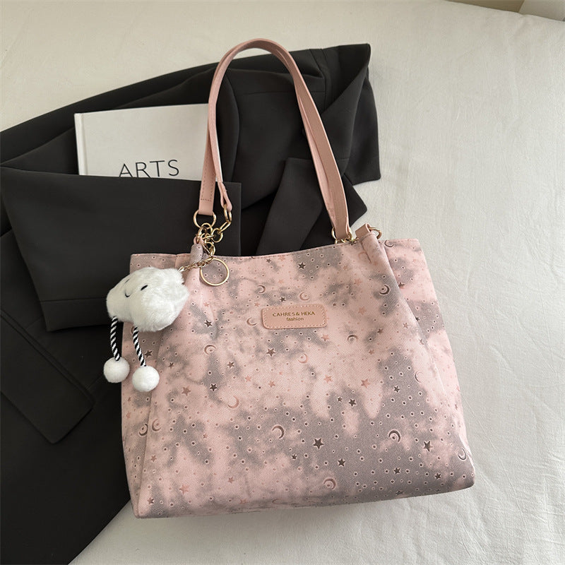 Women’s stylish tote bag with playful pendant-https://detail.1688.com/offer/1003068599942.html-Calm Wears-Rosa-Size: With pendant-Calm Wears