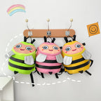Plush backpack with bee motif and practical compartments