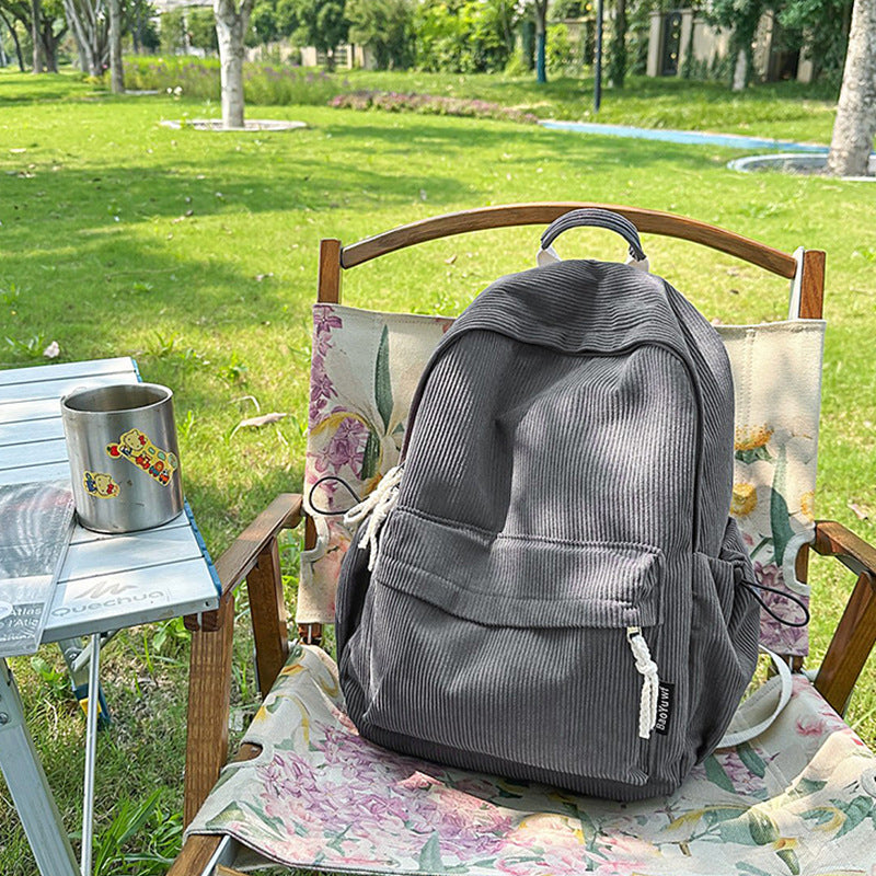Corduroy Textured Casual Backpack