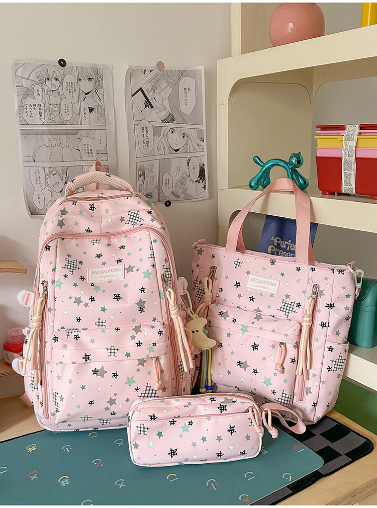 Starry Pattern School Backpack Set-https://detail.1688.com/offer/1065376284811.html-Calm Wears-Pink-Calm Wears