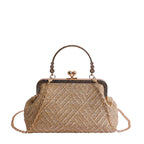 Vintage-Inspired Textured Crossbody Bag