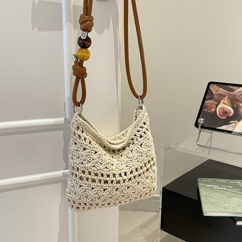 Women crocheted shoulder bag with decorative details-https://detail.1688.com/offer/1052324400056.html-Calm Wears-Khaki-nothing-Calm Wears