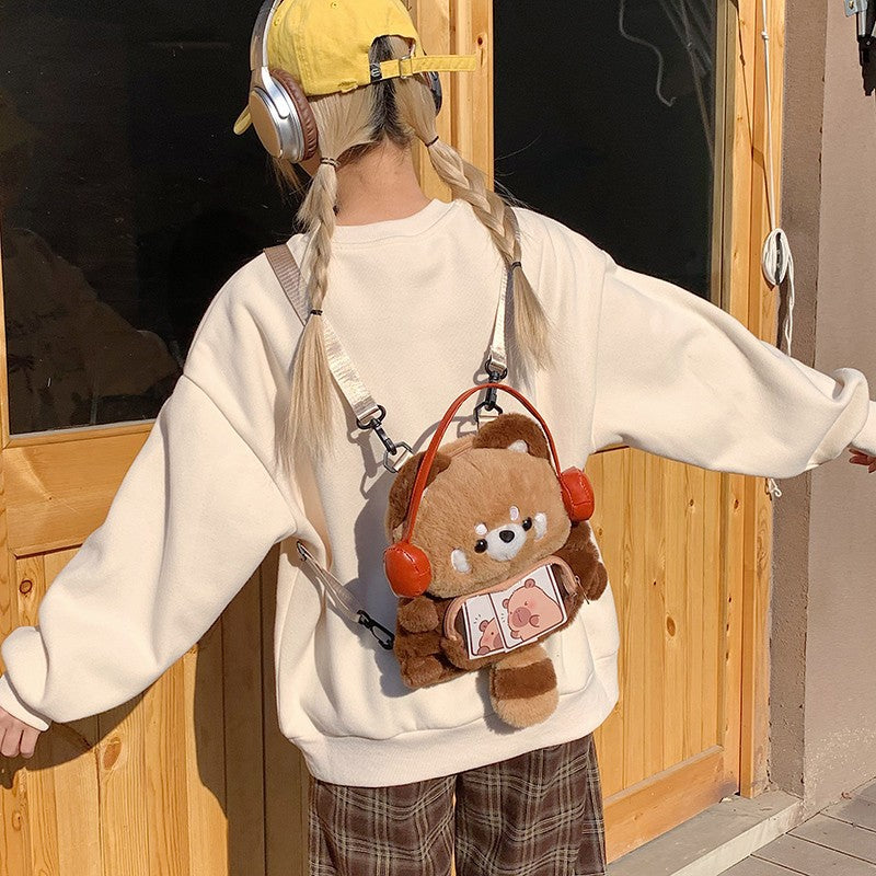 Plush Shoulder Bag in Bear Design