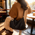 Ladies elegant hobo bag made of structured synthetic leather with detachable tag-https://detail.1688.com/offer/990311729867.html-Calm Wears-Braun-Size: With pendant-Calm Wears