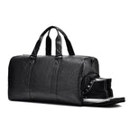 Travel bag made of high-quality leather with robust carrying handles