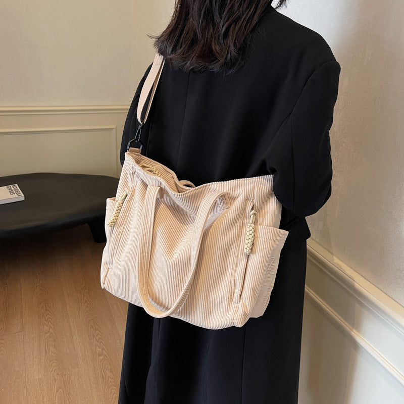 Multi-Pocket Canvas Tote Bag