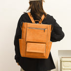 Multi-Pocket Genuine Leather Backpack Calm Wears