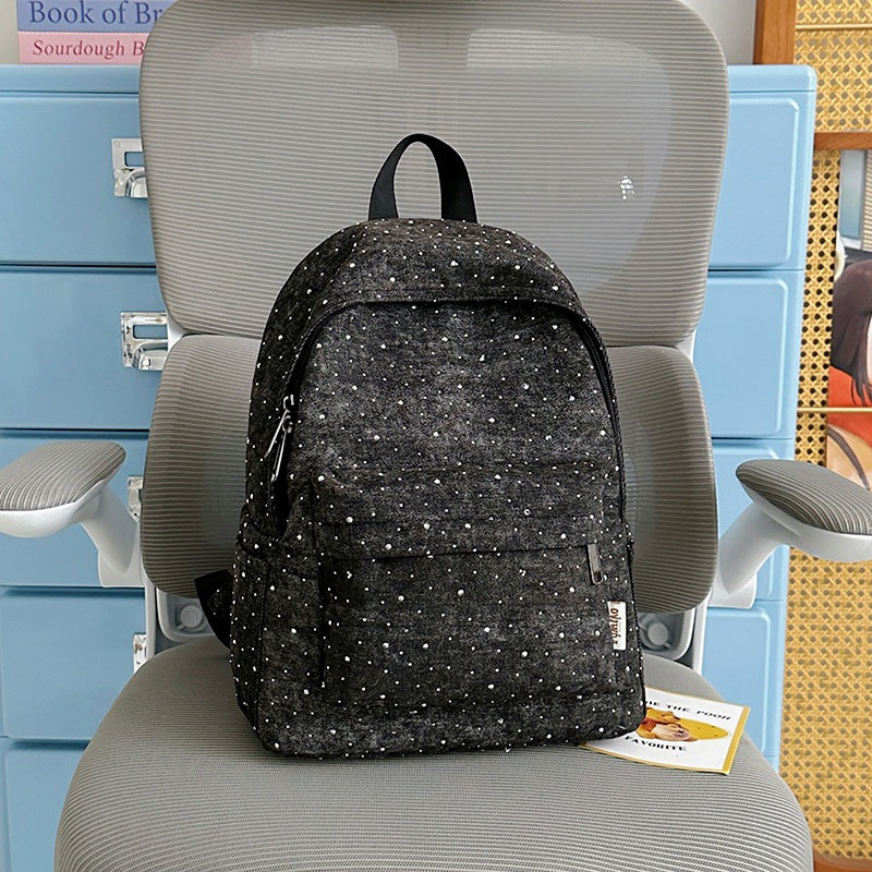 Casual Lightweight Backpack with Polka Dot Design