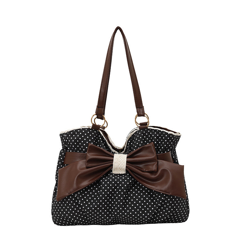 WoBow-Embellished Polka Dot Handbag