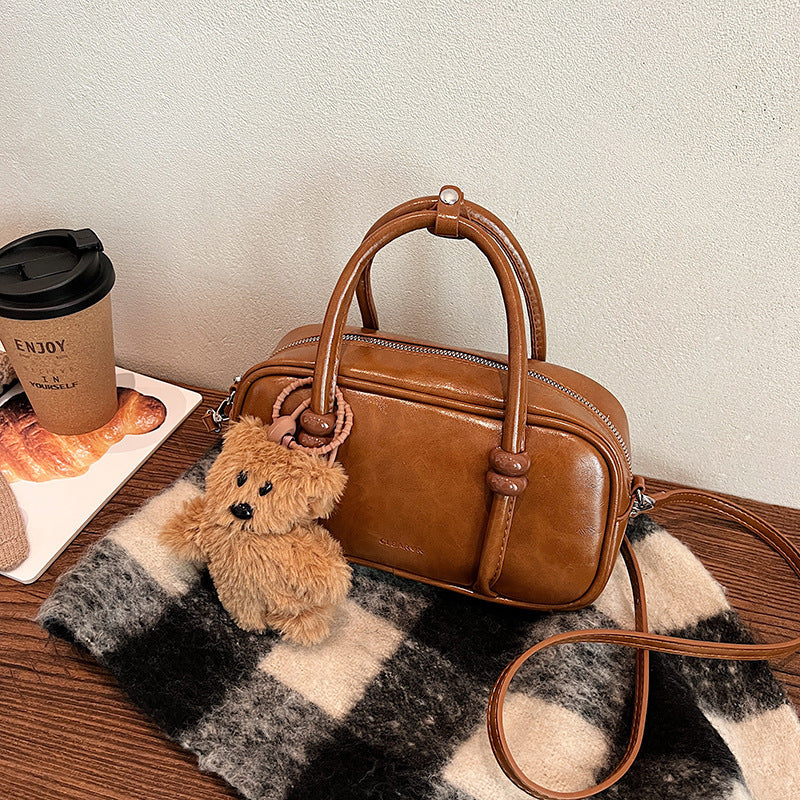 Women's Mini Handbag with Charming Bear Pendant