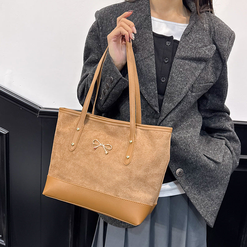 Stylish Faux Suede Tote Bag