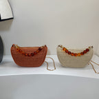 Stylish Woven Handbag with Beaded Handle