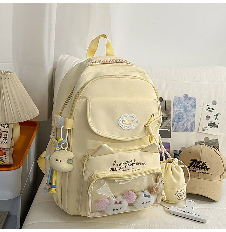 Cat-Designed Multi-Pocket School Backpack-https://detail.1688.com/offer/1051154679450.html-Calm Wears-Yellow-Calm Wears