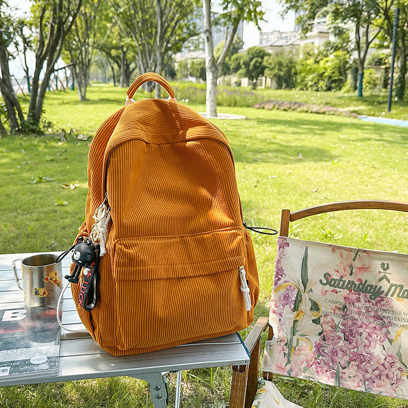 Corduroy Textured Casual Backpack
