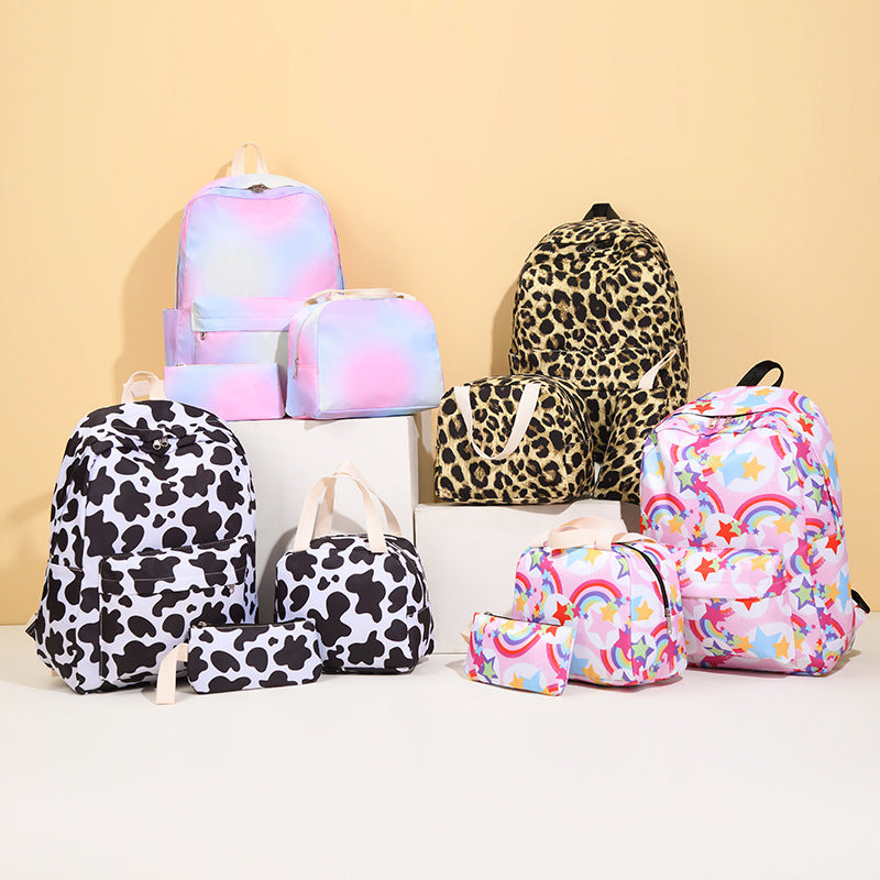 Stylish Cow Print Backpack and Accessory Set