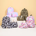 Stylish Cow Print Backpack and Accessory Set