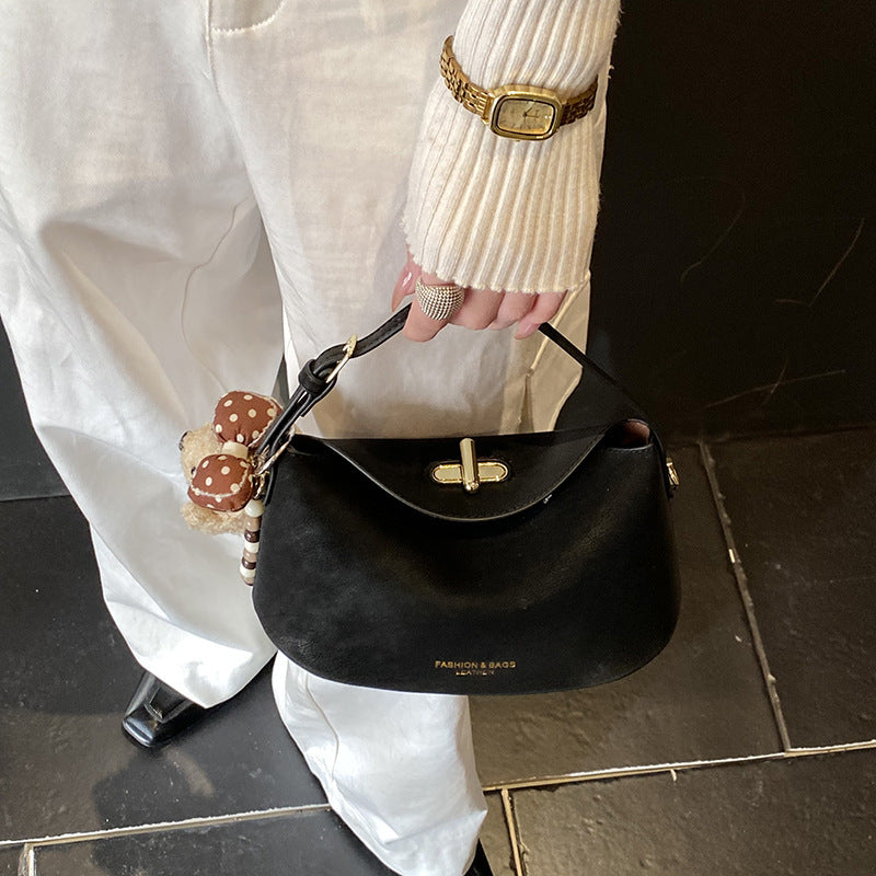 Women's shoulder bag with decorative pendant-https://detail.1688.com/offer/1017420588372.html-Calm Wears-Black-Size: without pendant-Calm Wears
