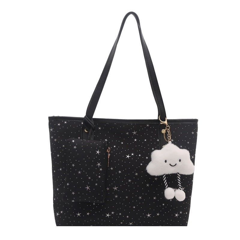 Women's large tote bag with sparkling star design and detachable cosmetic pouch-https://detail.1688.com/offer/1027807811512.html-Calm Wears-Rosa-Size: With pendant-Calm Wears