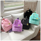 Plush Backpack with Colorful Appliqués