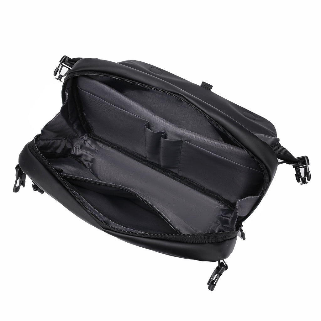 Messenger bag with versatile compartments and water-repellent material