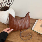 Woven Faux Leather Hobo Bag