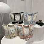 Artistic Floral Embroidered Tote Bag
