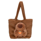 Plush Tote Bag with Large Interior Compartment and Cute Animal Design