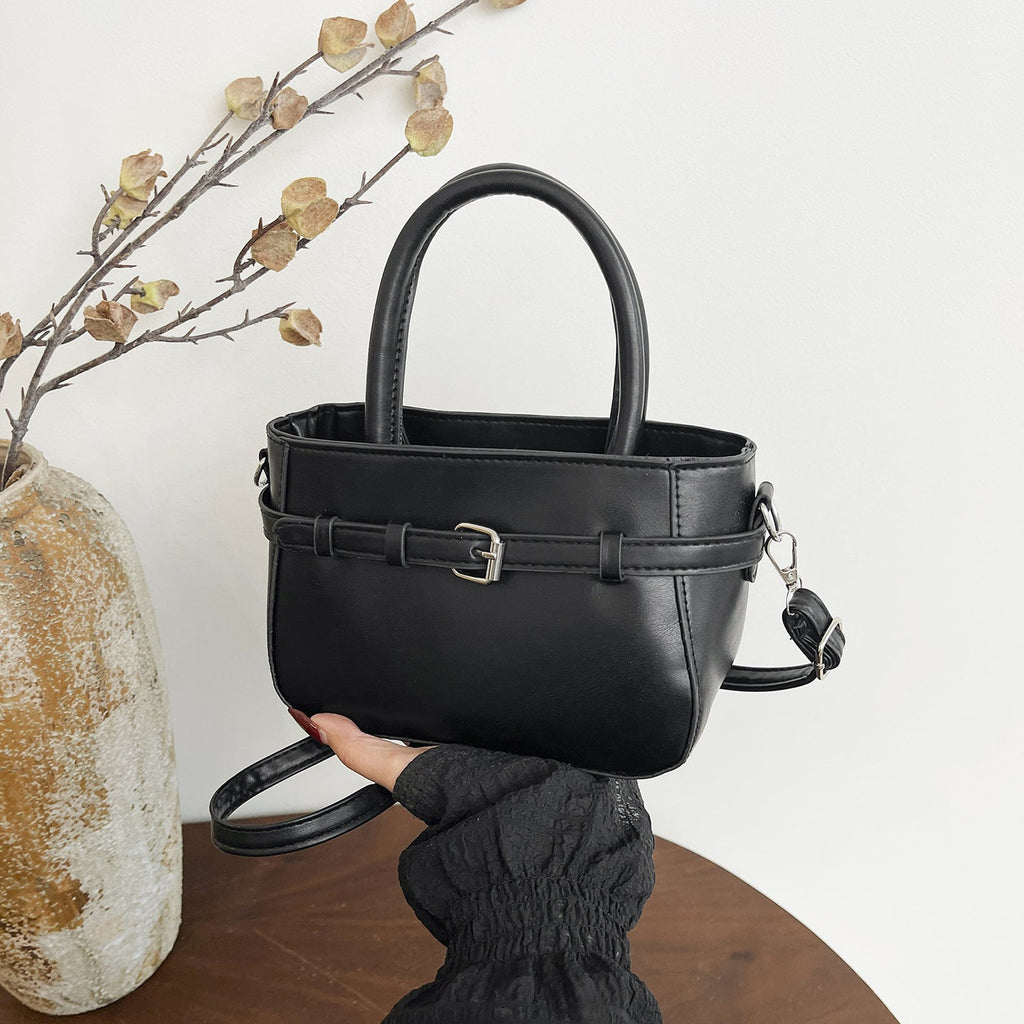 Ladies elegant mini handbag with double carrying handle and removable shoulder chain