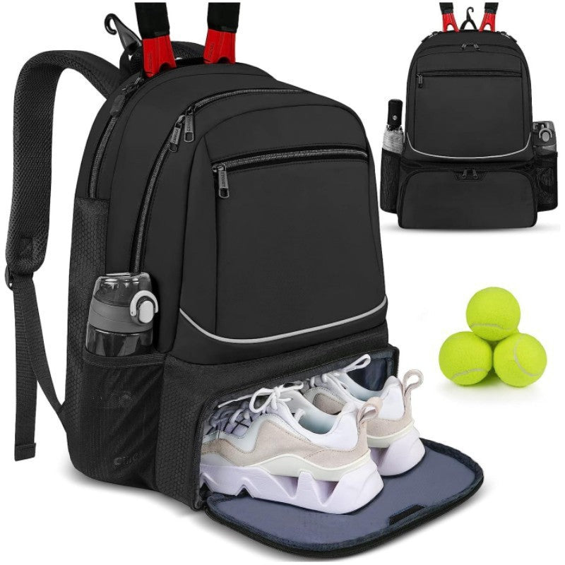 Sporty backpack with shoe compartment and water-repellent pockets-https://detail.1688.com/offer/963539769301.html-Calm Wears-Black-13*9*18 inch-Calm Wears