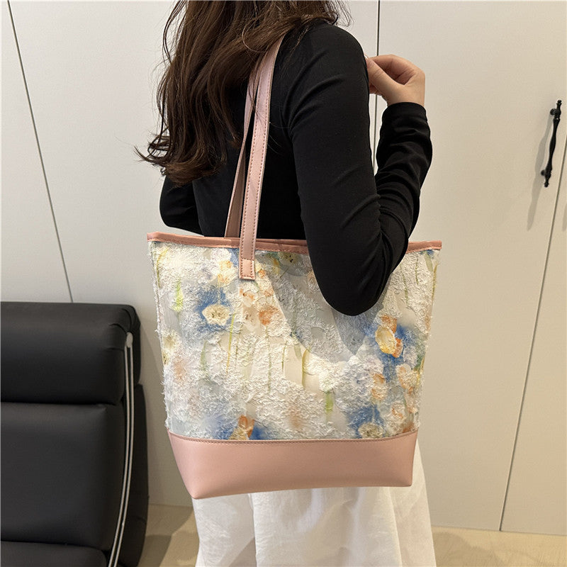 Artistic Floral Embroidered Tote Bag