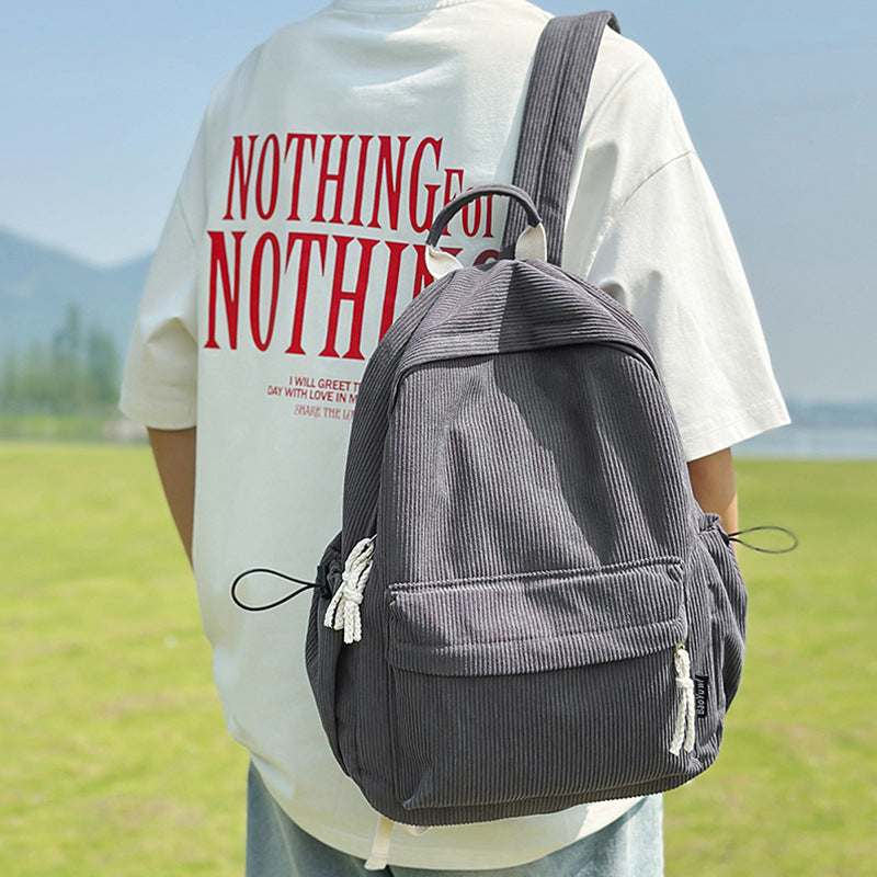 Corduroy Textured Casual Backpack