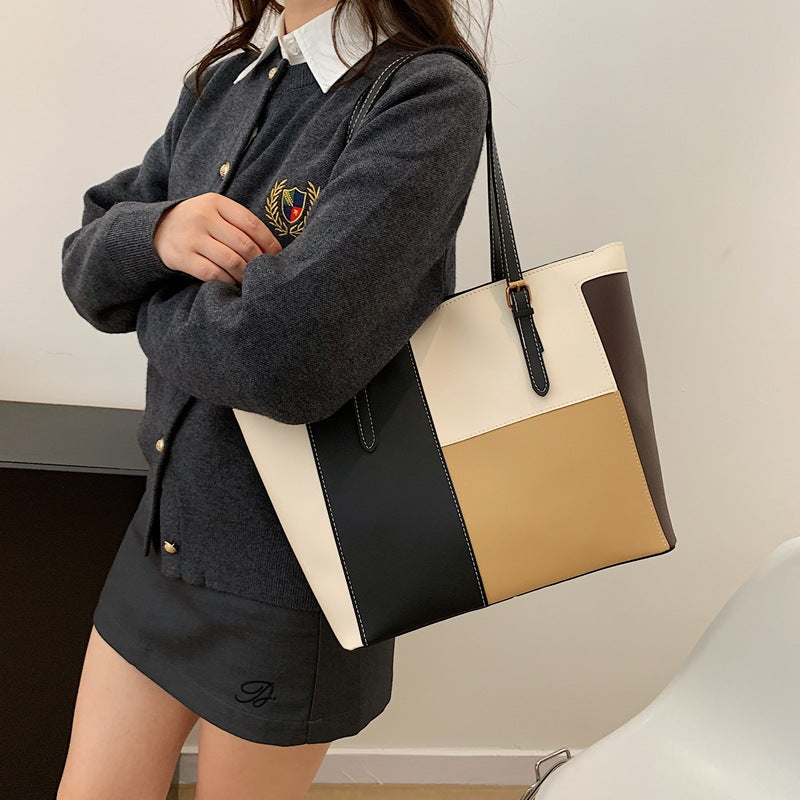 Stylish Color Block Tote Bag