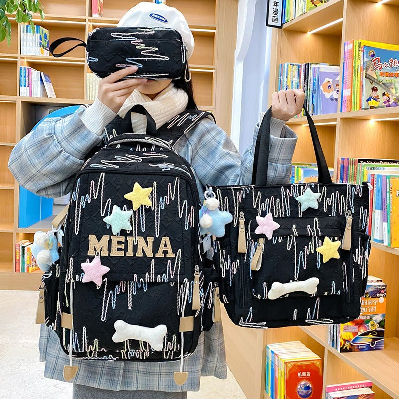 Cute Quilted School Backpack and Tote Set
