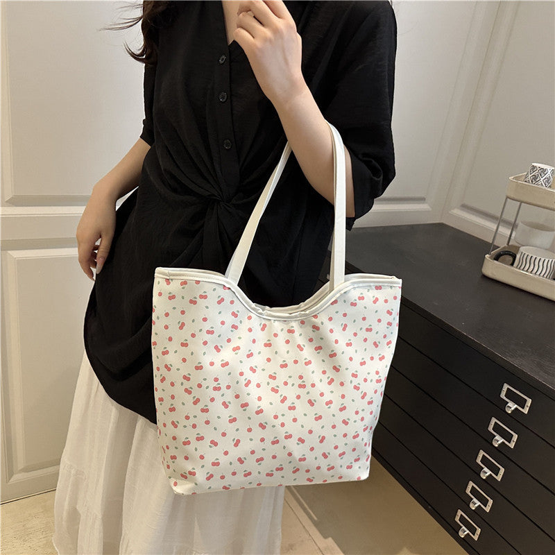 Floral Print Shopping Tote Bag