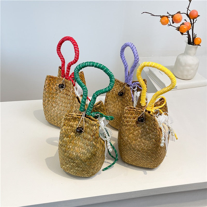 Women's hand-woven shoulder bag with decorative drawstring-https://detail.1688.com/offer/1049695935068.html-Calm Wears-Yellow-Size: without pendant-Calm Wears